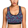 Butterfly Red Deep Blue Print Pattern Sports Bra