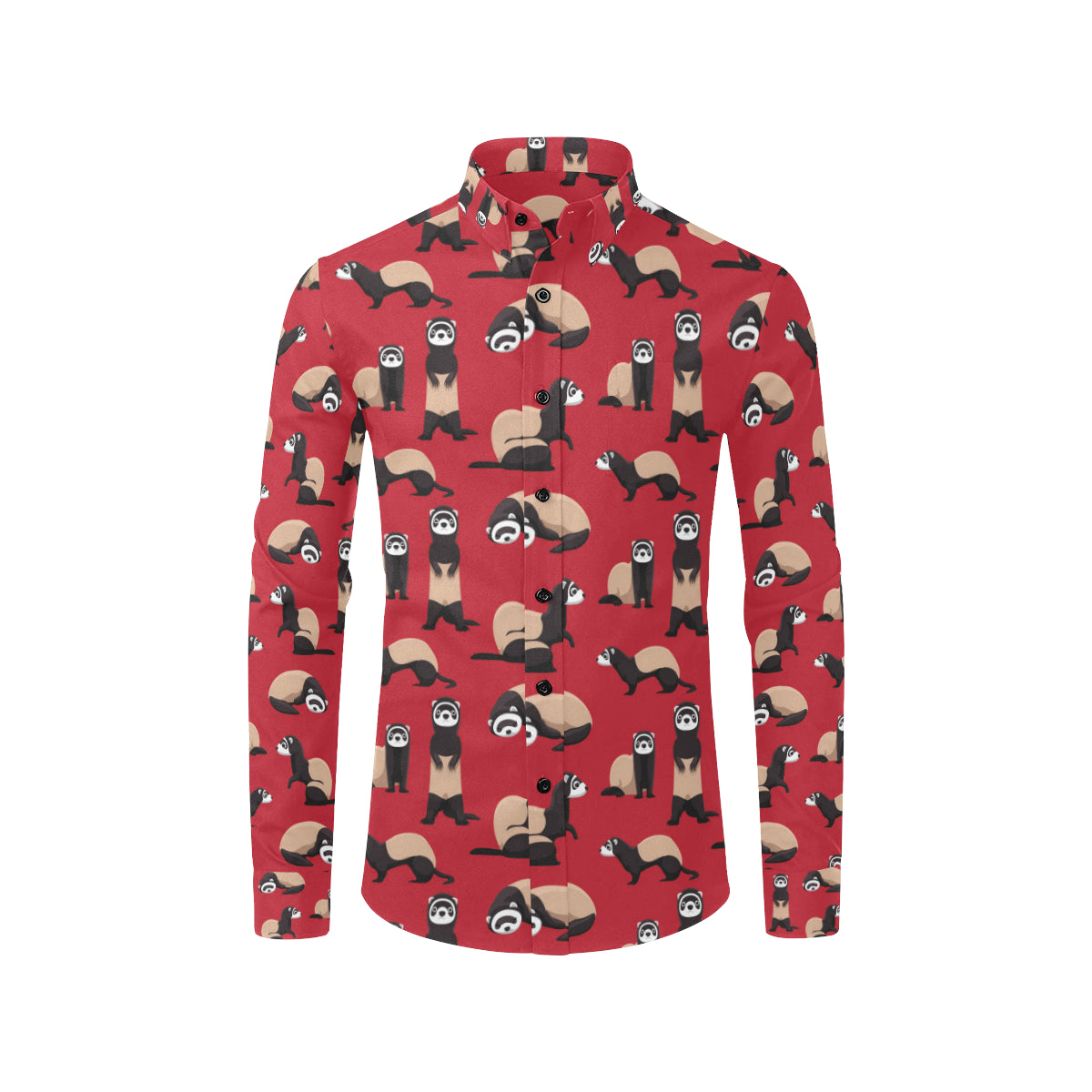 Ferret Pattern Print Design 02 Men's Long Sleeve Shirt