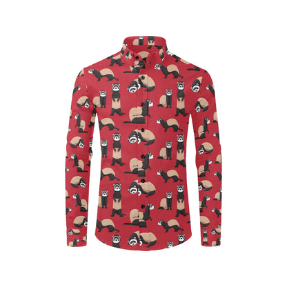 Ferret Pattern Print Design 02 Men's Long Sleeve Shirt