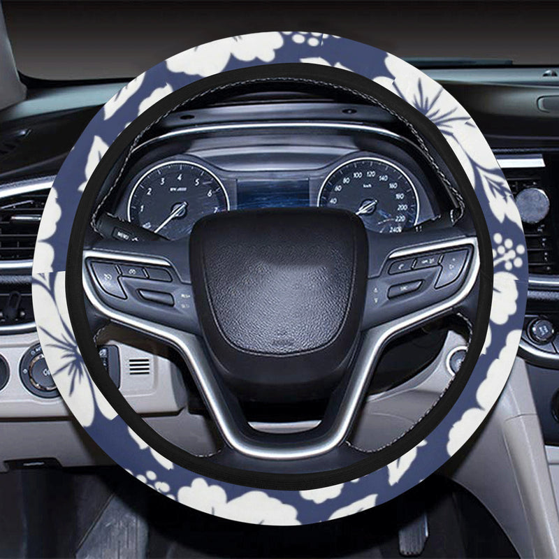 Hibiscus Pattern Print Design HB012 Steering Wheel Cover with Elastic Edge