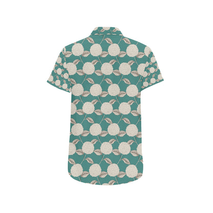 Hydrangea Pattern Print Design HD03 Men's Short Sleeve Button Up Shirt