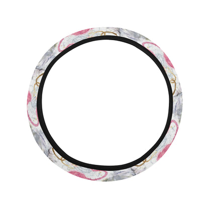 Cat Playing Yarn Pattern Print Design 07 Steering Wheel Cover with Elastic Edge