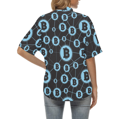 Cryptocurrency Pattern Print Design 02 Women's Hawaiian Shirt