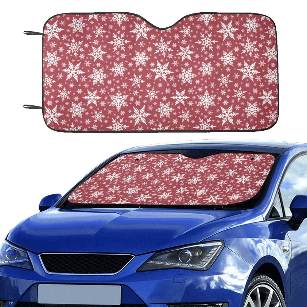 Snowflake Red Print Design LKS302 Car front Windshield Sun Shade