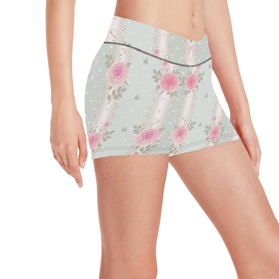 Rose Pattern Print Design RO016 Yoga Shorts