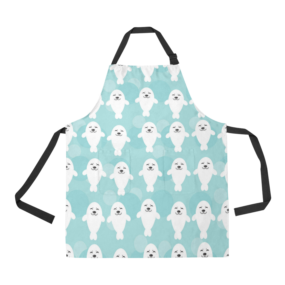 Sea Lion Baby Pattern Print Design 01 Apron with Pocket