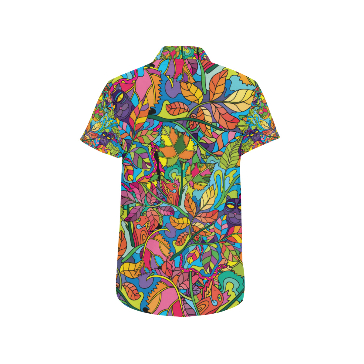 Psychedelic Trippy Flower Print Men's Short Sleeve Button Up Shirt