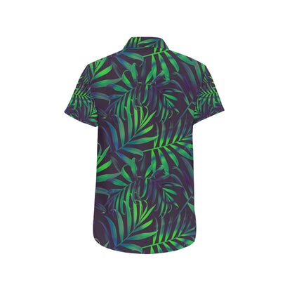 Palm Leaves Pattern Print Design PL01 Men's Short Sleeve Button Up Shirt
