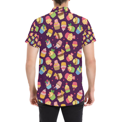 Cupcake Pattern Print Design 05 Men's Short Sleeve Button Up Shirt