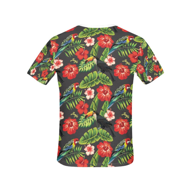 Hibiscus Red With Parrotprint Design LKS303 Women's  T-shirt
