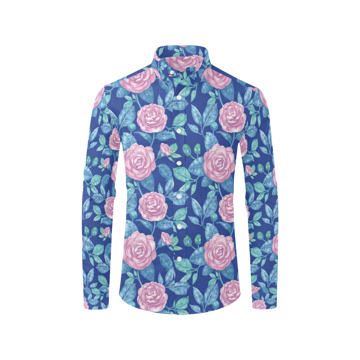 Camellia Pattern Print Design CM05 Men's Long Sleeve Shirt
