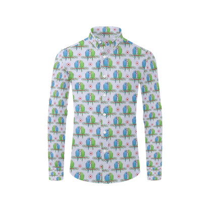 Budgerigar Pattern Print Design 05 Men's Long Sleeve Shirt