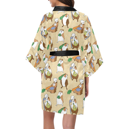 Guinea Pig Pattern Print Design 03 Women's Short Kimono