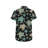 Sea Turtle Stamp Pattern Men's Short Sleeve Button Up Shirt