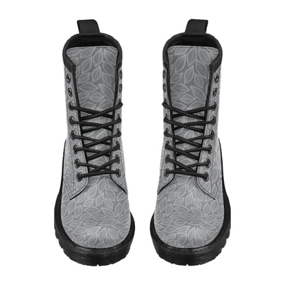 Elm Leave Grey Print Pattern Women's Boots
