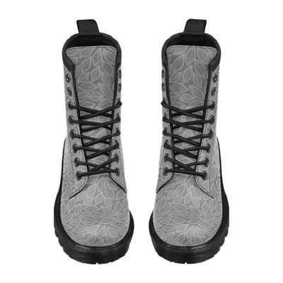 Elm Leave Grey Print Pattern Women's Boots