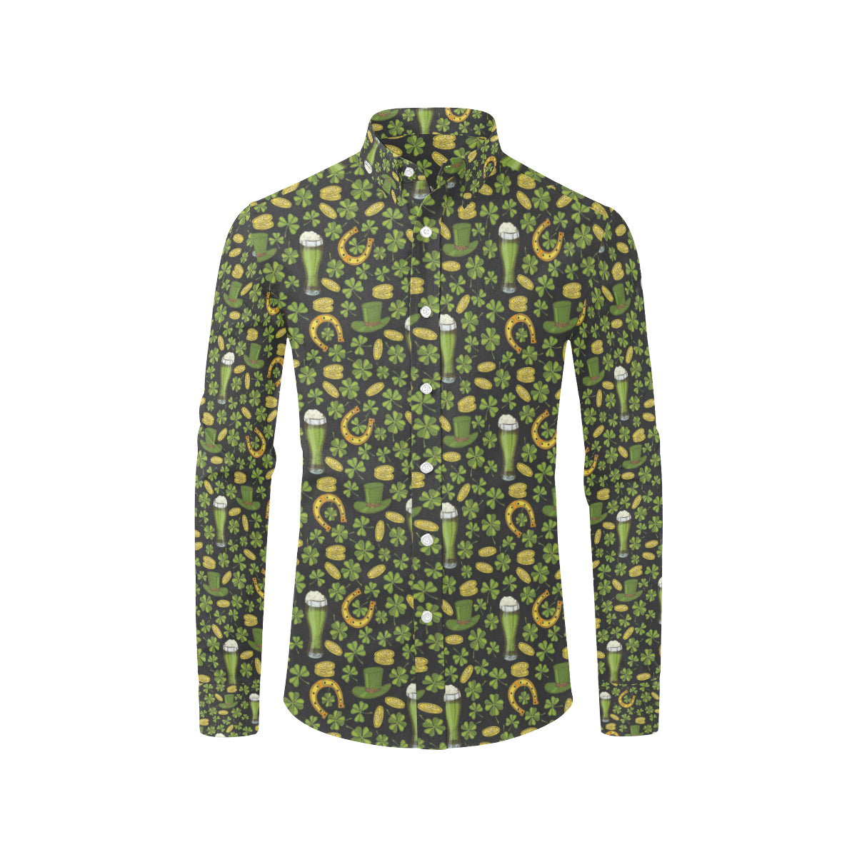 Clover St Patricks Pattern Print Design 03 Men's Long Sleeve Shirt