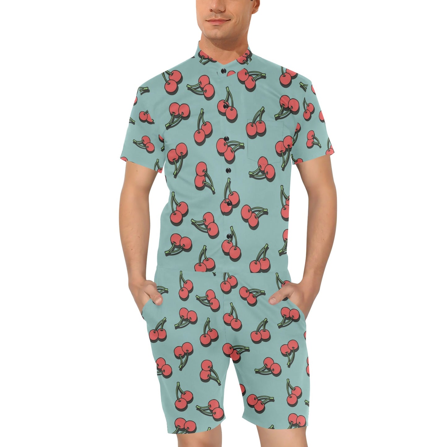 Cherry Pattern Print Design CH03 Men's Romper