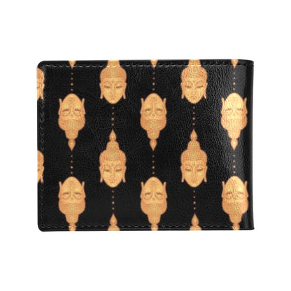 Buddha Head Gold Print Men's ID Card Wallet