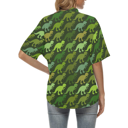 T Rex Pattern Print Design A03 Women's Hawaiian Shirt