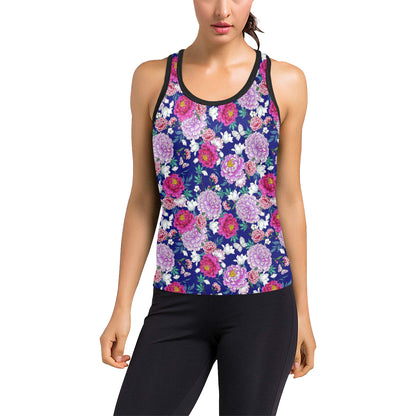 Dahlia Pattern Print Design DH013 Women's Racerback Tank Top