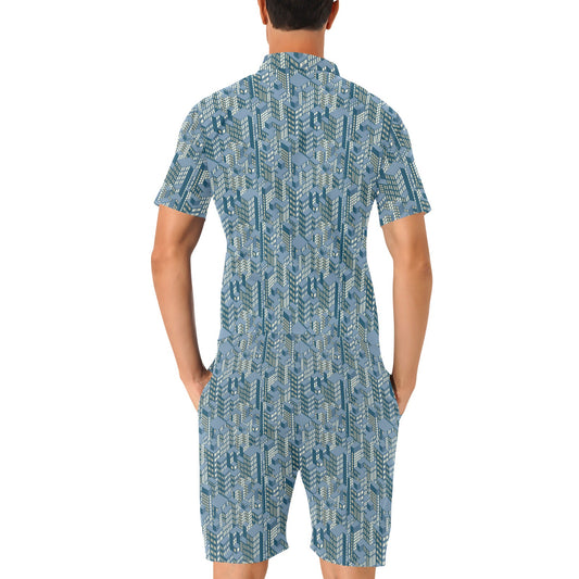 City  Pattern Print Design 01 Men's Romper