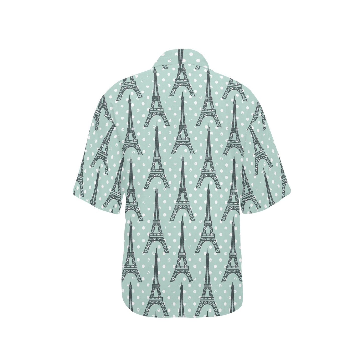 Eiffel Tower Polka Dot Print Women's Hawaiian Shirt