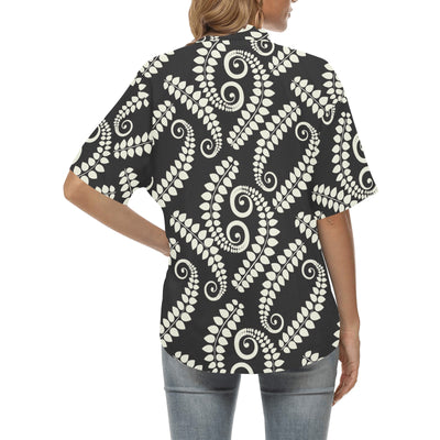 Fern Leave Print Pattern Women's Hawaiian Shirt