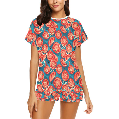 Tomato Print Design LKS301 Women's Short Pajama Set