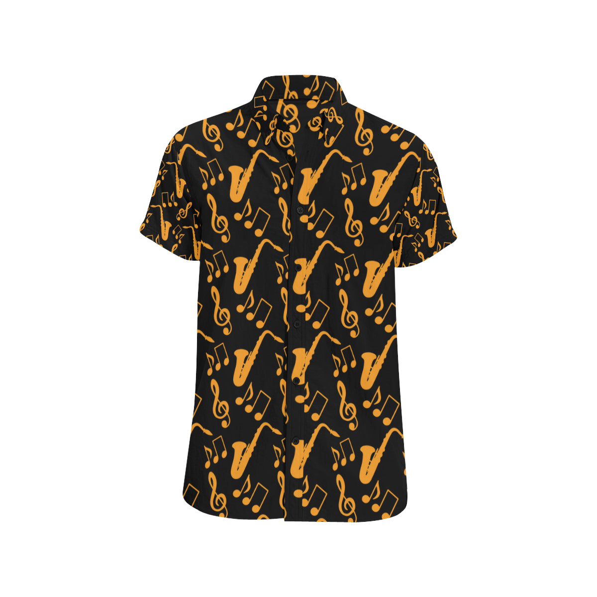 Saxophone Pattern Print Design 02 Men's Short Sleeve Button Up Shirt