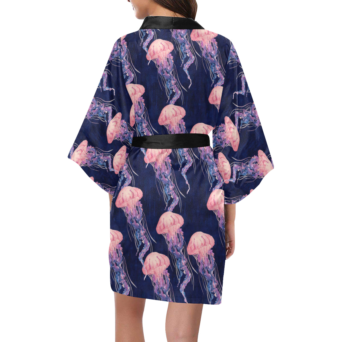 Jellyfish Pattern Print Design 03 Women's Short Kimono