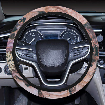 Camouflage Realistic Tree Leaf Print Steering Wheel Cover with Elastic Edge