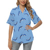 Dolphin Blue Print Women's Hawaiian Shirt