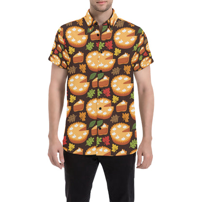 Pie Pattern Print Design A03 Men's Short Sleeve Button Up Shirt