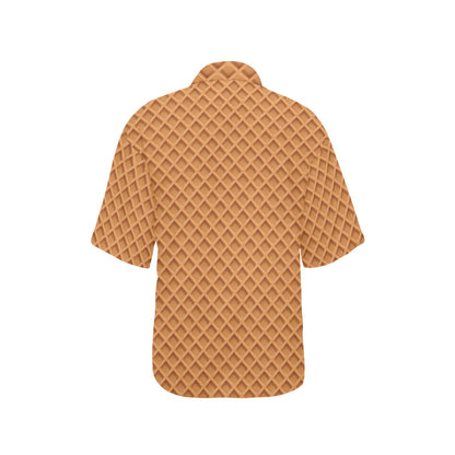 Waffle Texture Print Design LKS301 Women's Hawaiian Shirt