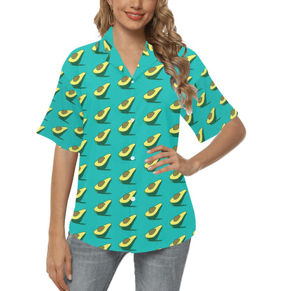 Avocado Pattern Print Design 03 Women's Hawaiian Shirt