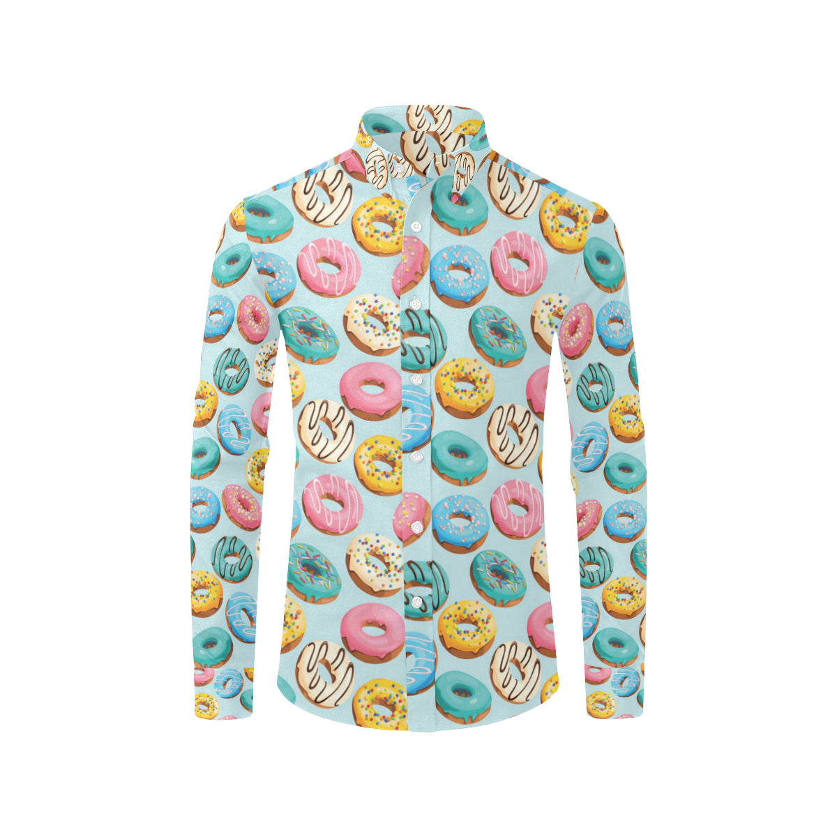 Donut Pattern Print Design DN05 Men's Long Sleeve Shirt