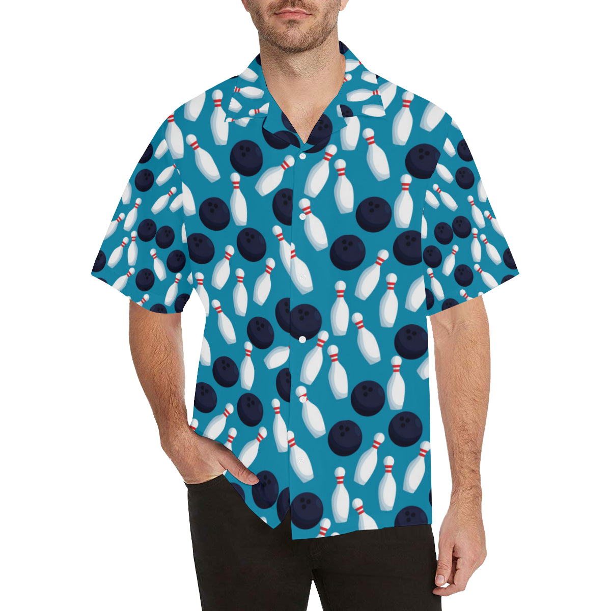 Bowling Pin Pattern Print Design 010 Men's Hawaiian Shirt