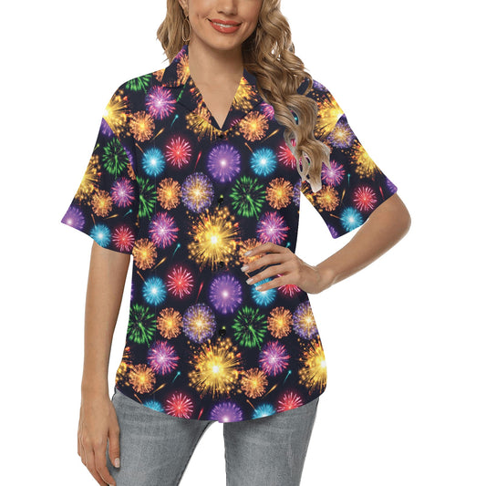 Firework Print Design LKS305 Women's Hawaiian Shirt