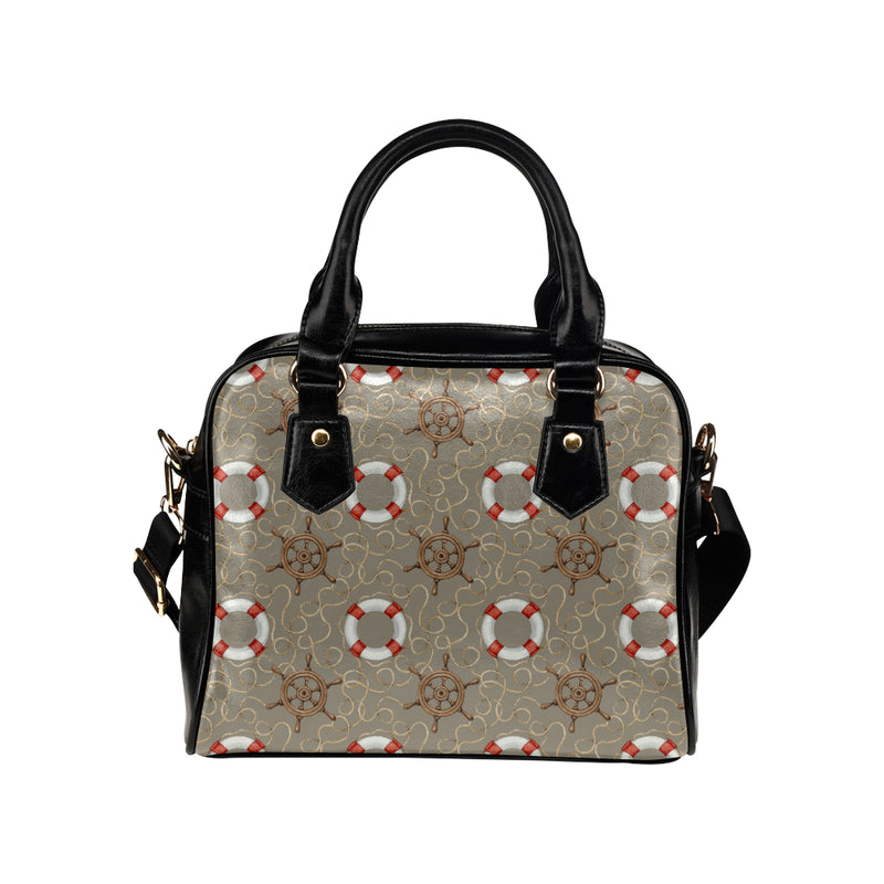 Nautical Pattern Print Design A02 Shoulder Handbag