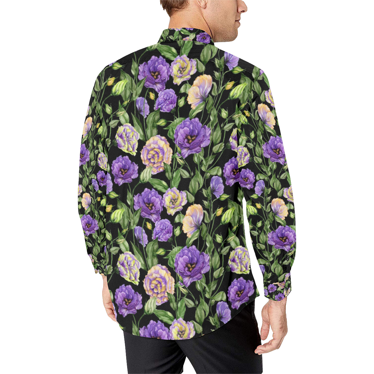 Lisianthus Pattern Print Design LT02 Men's Long Sleeve Shirt
