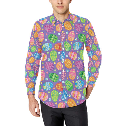Easter Eggs Pattern Print Design RB010 Men's Long Sleeve Shirt