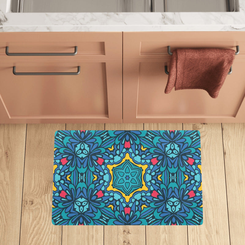 Kaleidoscope Pattern Print Design 04 Kitchen Mat