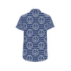 Anchor Stripe Pattern Men's Short Sleeve Button Up Shirt