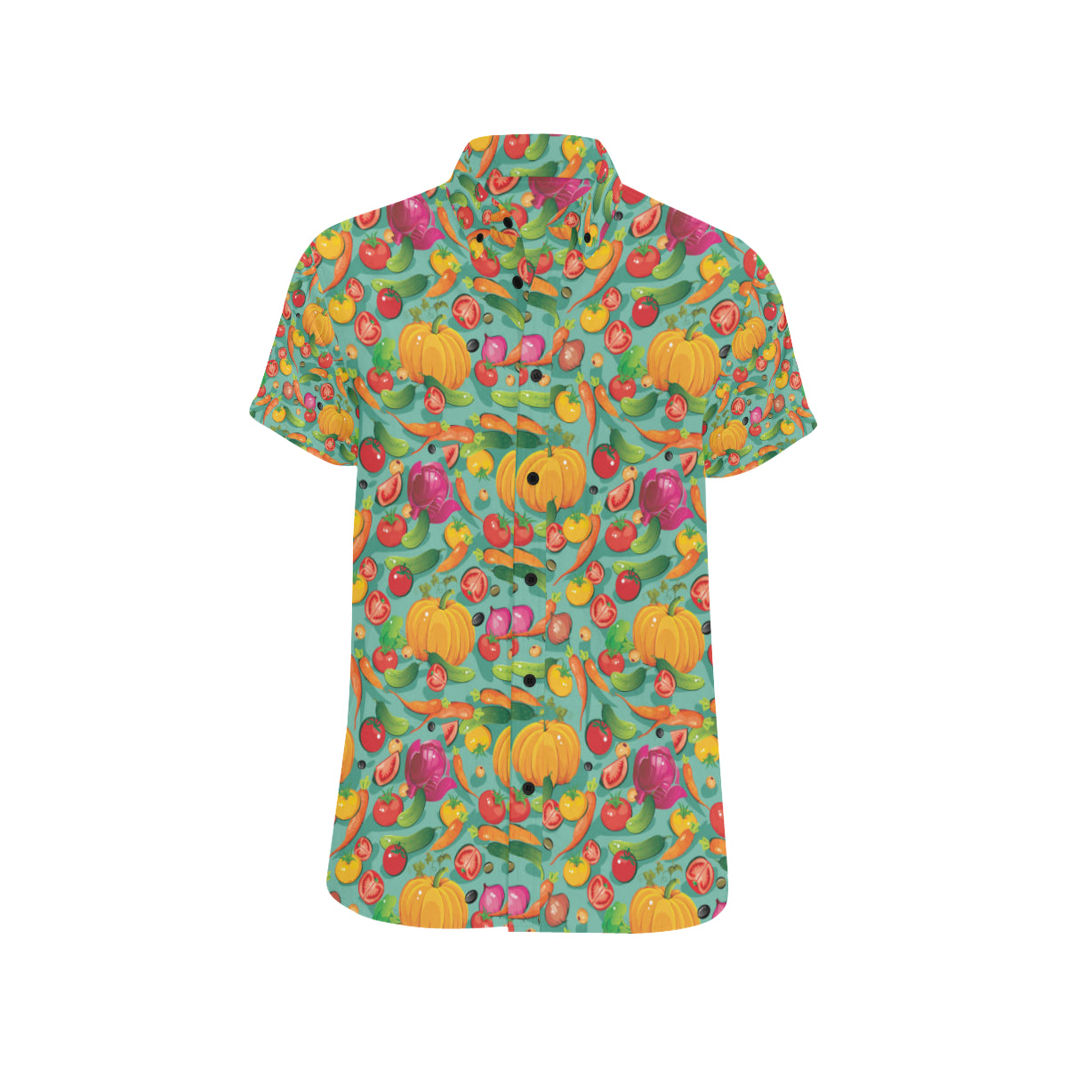 Vegan Colorful Themed Design Print Men's Short Sleeve Button Up Shirt