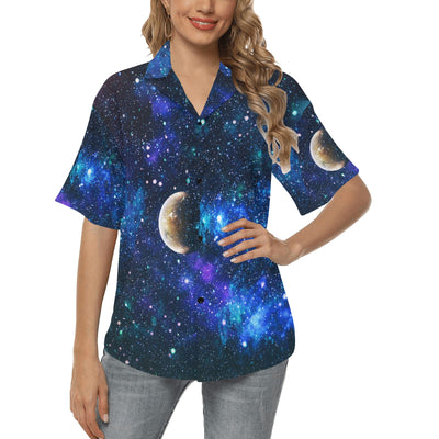 Galaxy Stardust Planet Space Print Women's Hawaiian Shirt