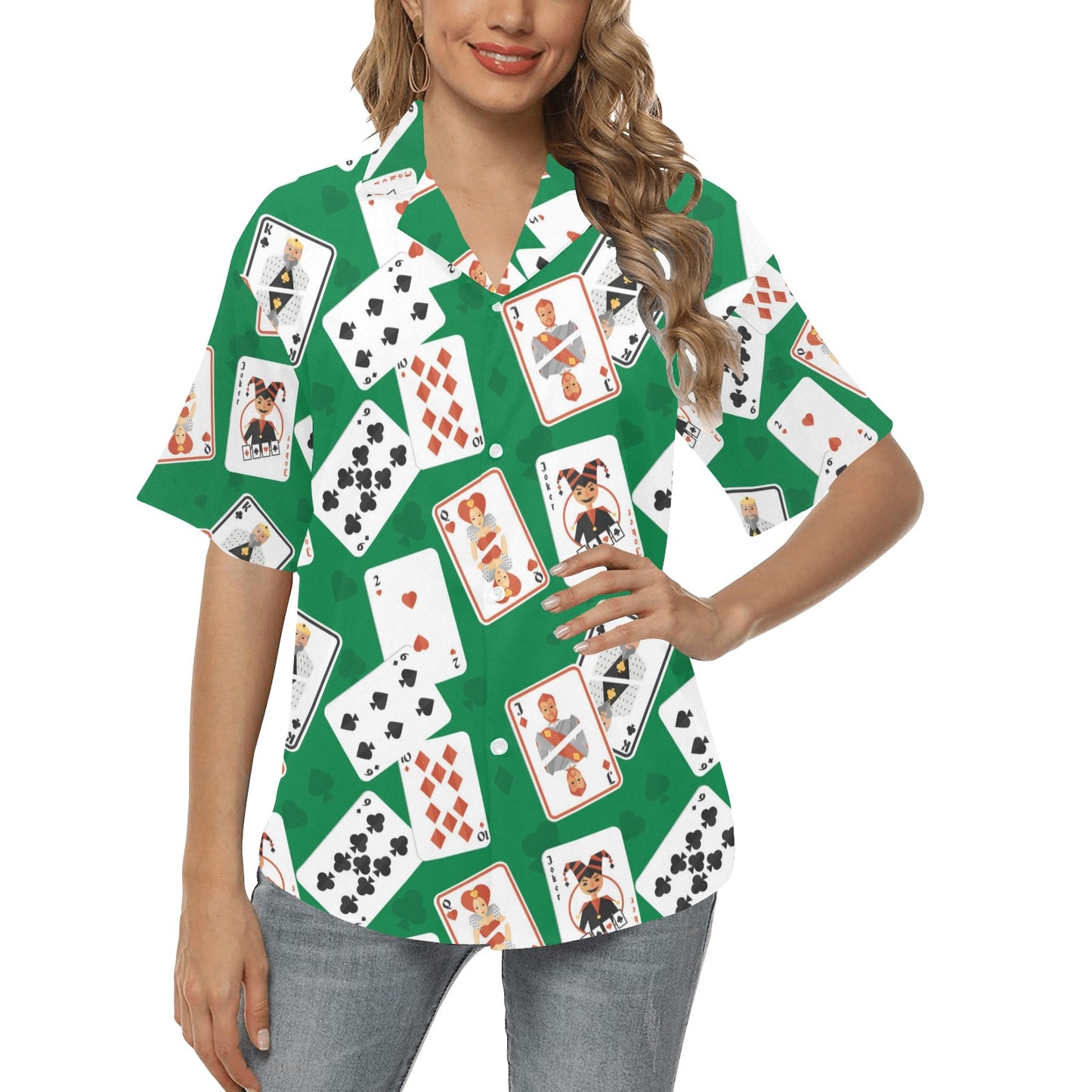 Poker Cards Pattern Print Design A03 Women's Hawaiian Shirt