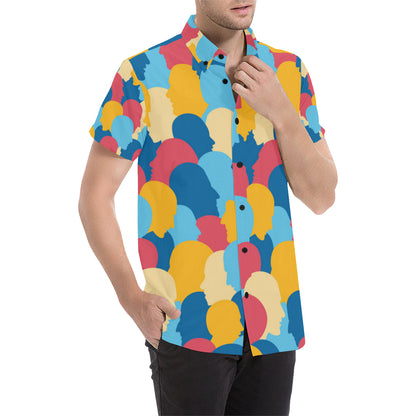 Psychology Pattern Print Design A02 Men's Short Sleeve Button Up Shirt