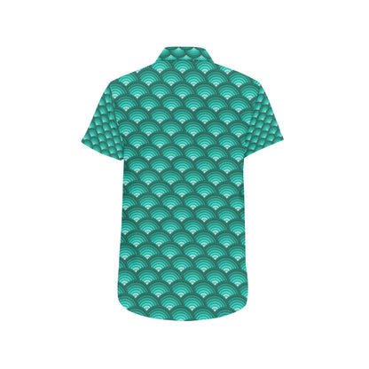 Scales Pattern Print Design 01 Men's Short Sleeve Button Up Shirt