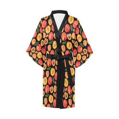 Peach Pattern Print Design A02 Women's Short Kimono